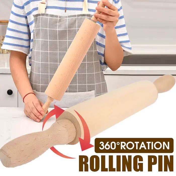 Rouleau à pâtisserie en bois, 1 pièce, bâton sans poudre pour la maison, boulettes, bâton de nouilles roulantes, cuisine domestique, outils de pâtisserie 360 ° Rotation