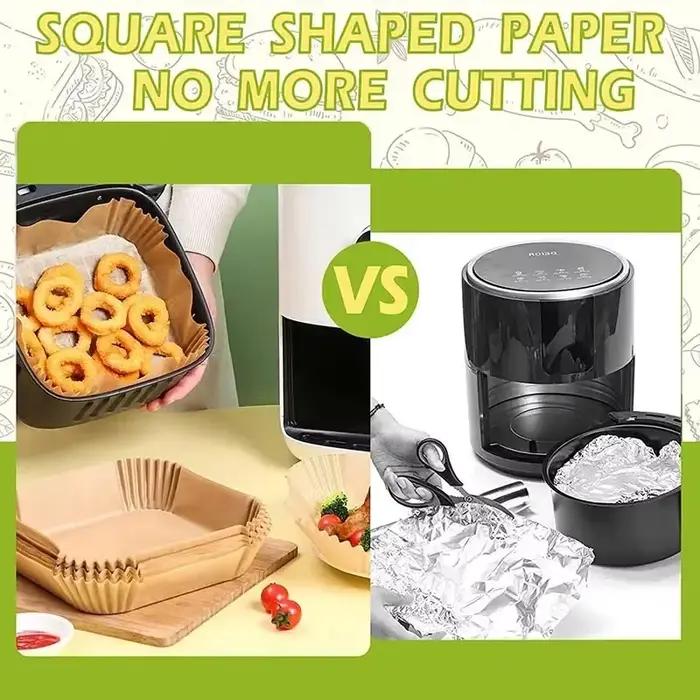 Papier pour friteuse à air, papier de cuisson pour friteuse à air, papier de cuisson pour four, papier pour aérogrill, revêtement jetable anti-graisse, accessoire de cuisine