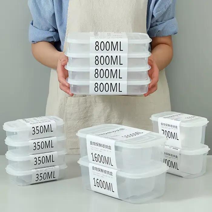 Boîtes de conservation en plastique rectangle pour viande congelée, aliments et fruits frais, kit de rangement portable pour réfrigérateur et transport