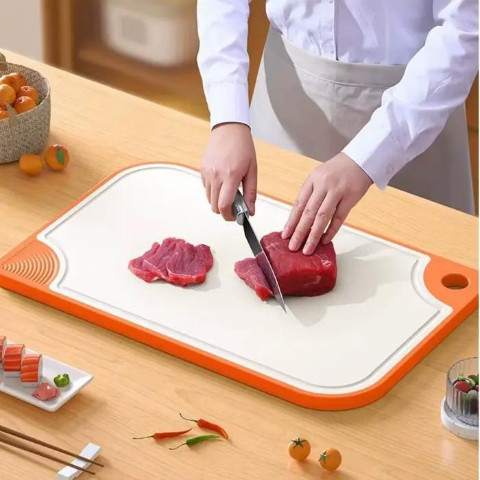 Planche à découper antibactérienne Double face en paille de blé, planche collante multifonctionnelle en plastique antidérapante Anti-moisissure pour la cuisine de la maison