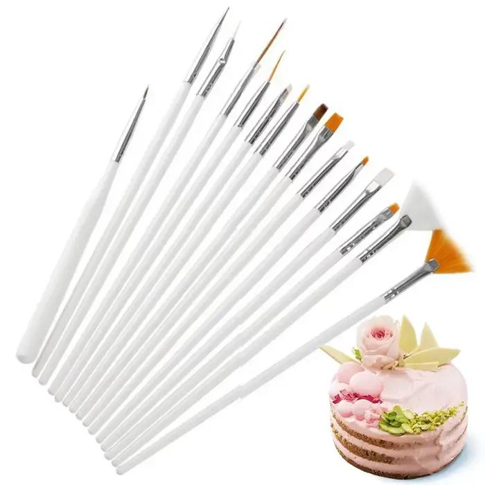 Pinceaux pour peinture de gâteau Fondant, 15 pièces/lot, pinceaux pour glaçage, pâtisserie, outils de décoration de gâteaux, accessoires de cuisson, stylo de sculpture de gâteau Fondant