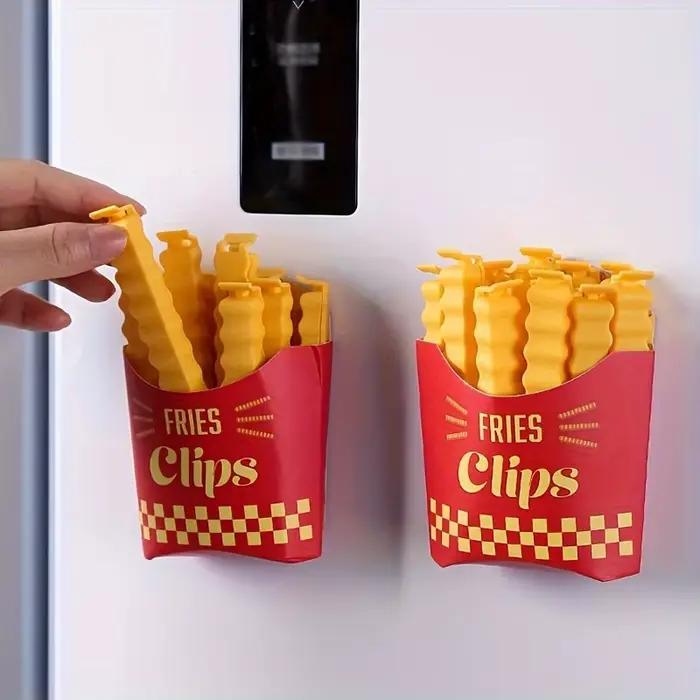 Ensemble de 12 clips de scellage en forme de copeaux de pommes de terre et boîte de rangement de collations