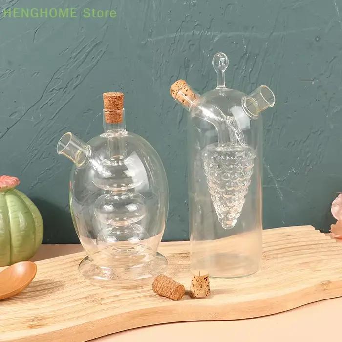 Bouteille en verre scellée à double couche, huile aissce, vinaigre, condiments, stockage de cuisine, bocaux HI, outils de cuisine, 2 en 1, 1 pièce