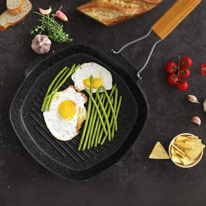 Poêles à griller polyvalentes avec becs verseurs