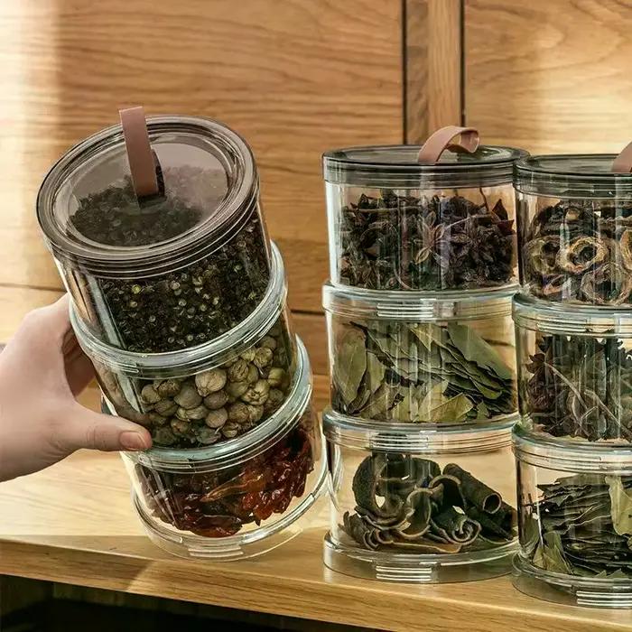 Bocaux hermétiques pour assaisonnements de cuisine, organisateur de rangement empilable, design peu encombrant pour comptoir de cuisine