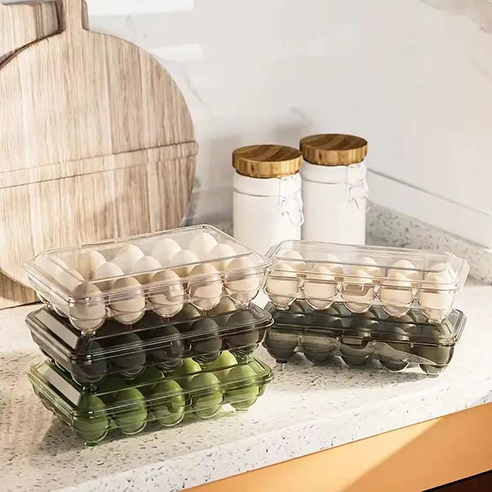 Boîte de rangement d'œufs transparente en plastique avec 10/15 grilles pour réfrigérateur, outil de cuisine, conserve fraîcheur et organise efficacement les aliments