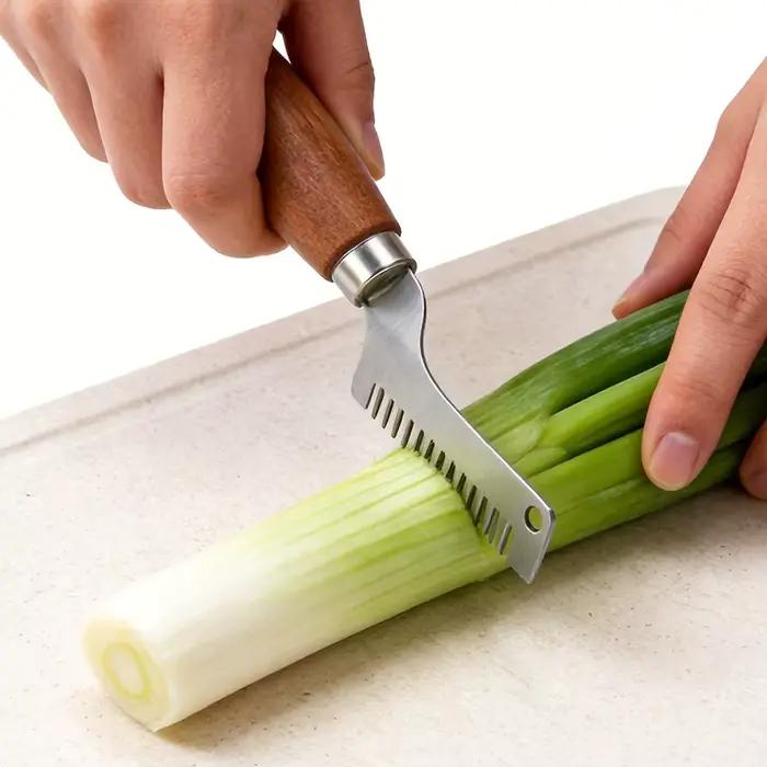 Hachoir à manche en bois bleu ciel pour hacher herbes ail et oignons verts pour cuisine maison et plats de fête