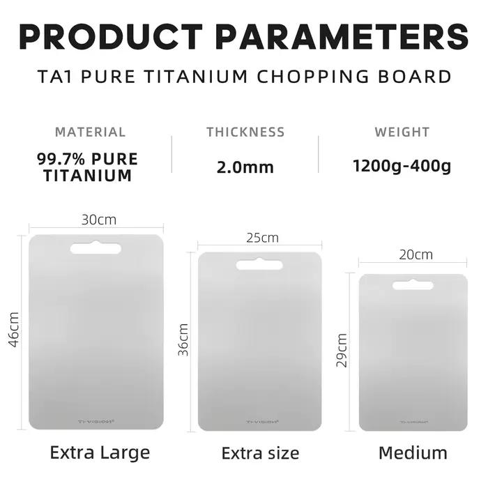 Planche à découper en titane pur TA1 blocs de hachage antibactériens pour cuisine saine et élégante occassions spéciales