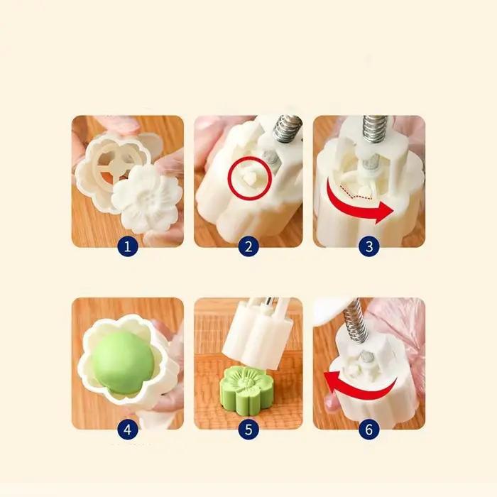 1 ensemble bricolage moule à gâteau de lune en plastique presse à main moule à pâtisserie presse à main modèle de gâteau aux haricots mungo pâtisserie gaufrage faire outil de cuisson de cuisine