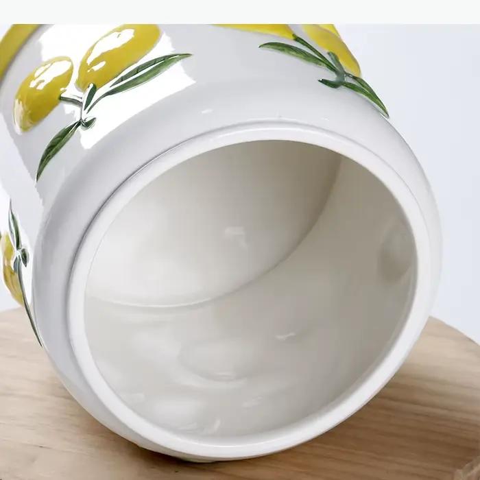 Pot de rangement en céramique motif citron, hermétique et anti-humidité, pour fruits secs, céréales et autres produits, outil de rangement domestique