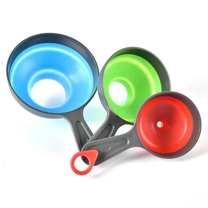 Ensemble d'entonnoirs en plastique orange certifié QIC pour confitures et transferts alimentaires 3 tailles inclus pour bouches larges et pots Mason