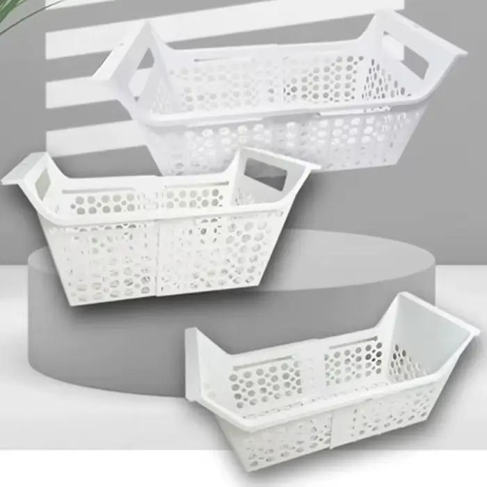 Panier de rangement pour congélateur en plastique ABS épaissi, empilable et rétractable pour rangement efficace et organisation de placards et réfrigérateur
