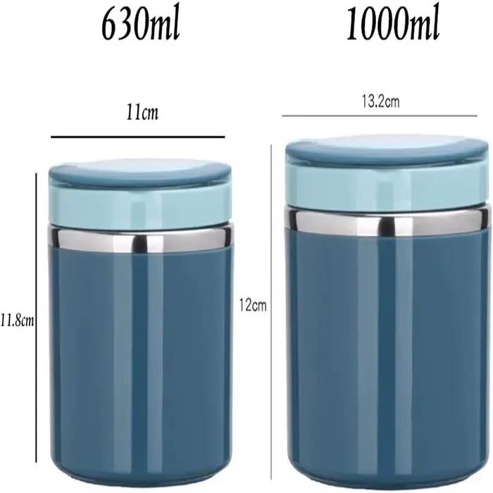 Boîte à bento isolée en acier inoxydable avec poignée, thermos à soupe, bocal à aliments, récipient à lunch, récipient pour aliments froids et chauds