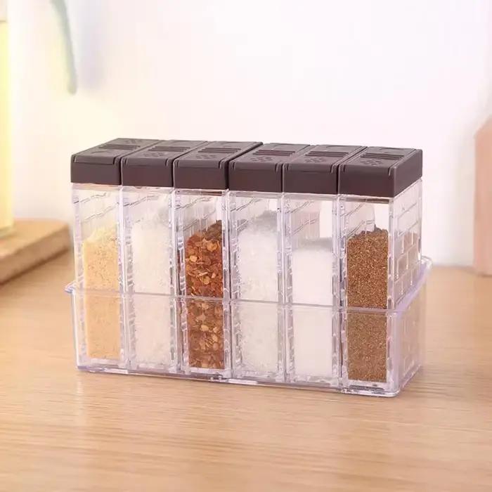 Boîte d'assaisonnement pour épices, bocaux à sel en PP, stockage d'épices de cuisine, évaluation de la boîte, organisation de la maison, 6 pièces par ensemble
