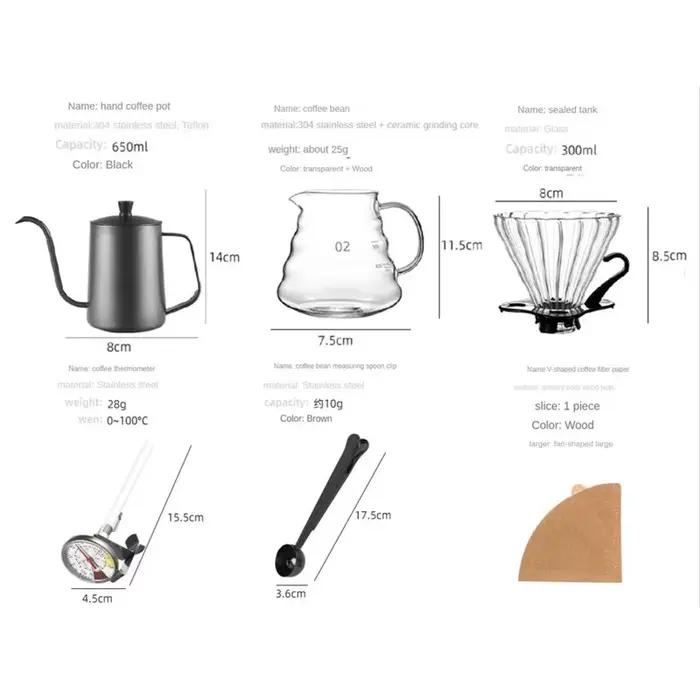 MEIMEI-ensemble de café infusé à la main accessoires de café bouilloire à café bouilloire à col de cygne Portable outils de Barista de Camping