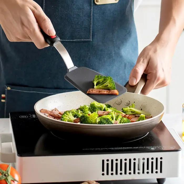 Spatule à steak de poisson frit en acier inoxydable, ustensiles de cuisine en silicone, pelle à frire, pelle à fuite, ensemble F2