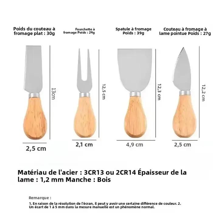 Ensemble de 4 ustensiles à fromage multifonctionnels en acier inoxydable – Spatule à beurre