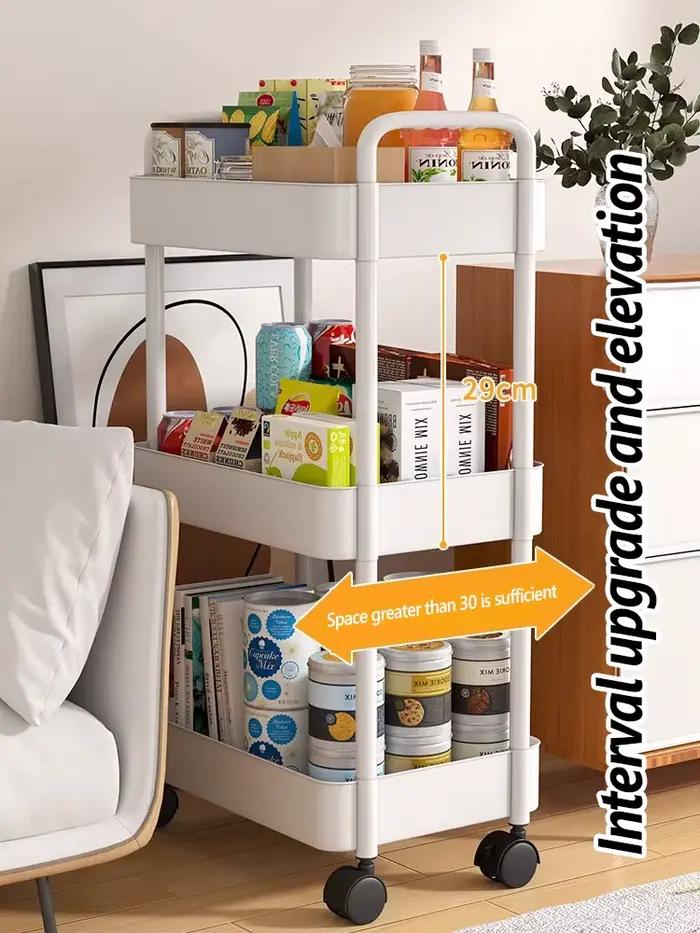 Chariot de cuisine multicouche sur pied, support de rangement sur pied, salle de bain, support de rangement mobile, chariot de collation pour salon