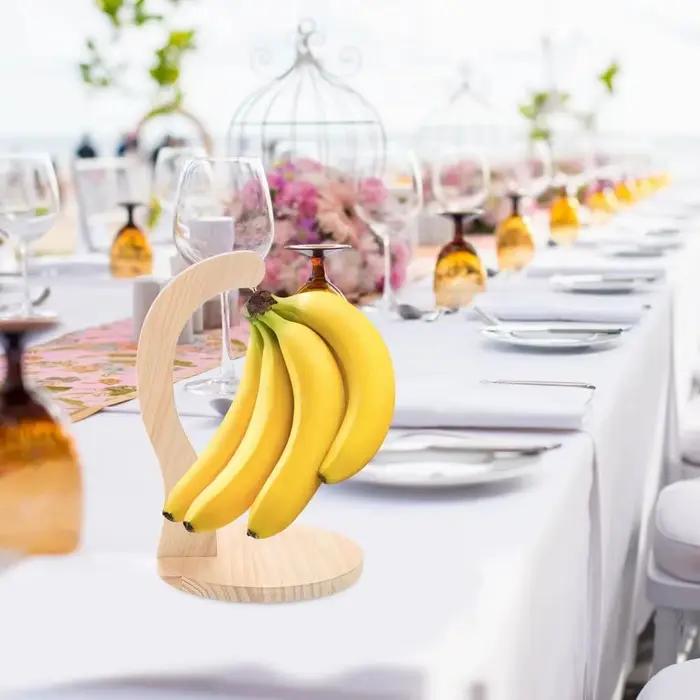 Support à bananes en bois créatif, gain de place, garde les bananes fraîches, rangement vertical pour fruits, multifonctionnel avec crochet
