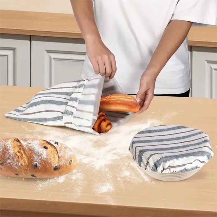 Sacs à pain pour pain fait maison, sacs réutilisables en cire d'abeille en coton et lin, sac à levain, stockage au levain avec housse anti-inspreuve du pain
