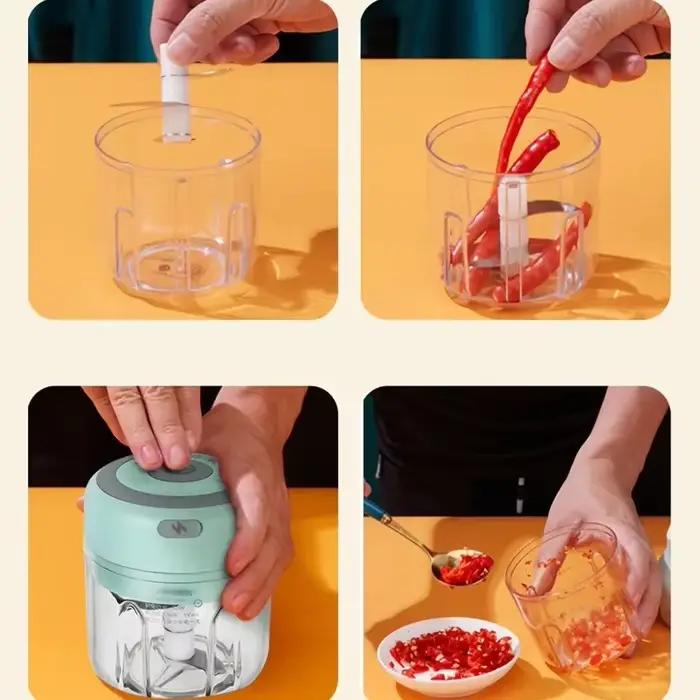 Mini Hachoir à Ail Électrique Rechargeable Portable 250 ML Occasions Spéciales Cuisine Gadget Pratique Elégant Pour Femmes Hommes