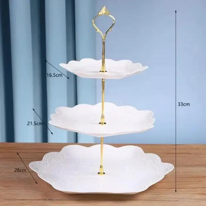 Présentoir à Gâteaux Amovible, Style Européen, Assiette à Dessert à 3 Couches, pour Gâteaux de Patisserie et de Fruits