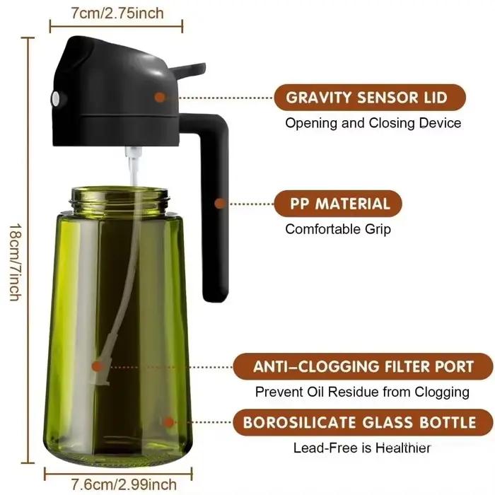Pulvérisateur d'huile foncée bloquant la lumière de 470ML pour la cuisson bouteille distributrice