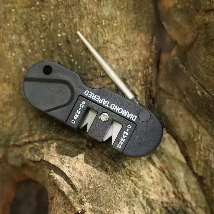 Aiguiseur de couteau multifonctionnel en acier au carbone et céramique aéronautique rouge XXL pour aiguisage de lames et dents à offrir pour occasions spéciales et camping