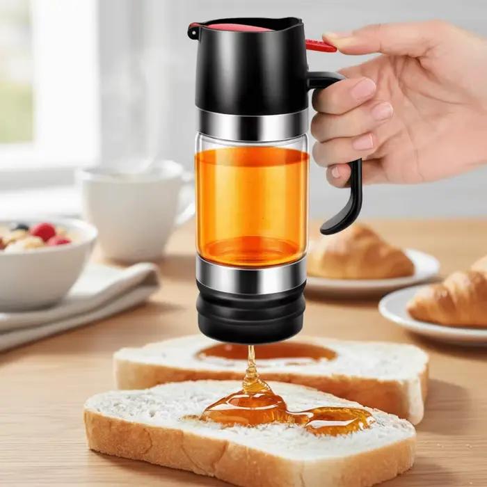 Distributeur de miel en verre durable de 300 ml avec poignée