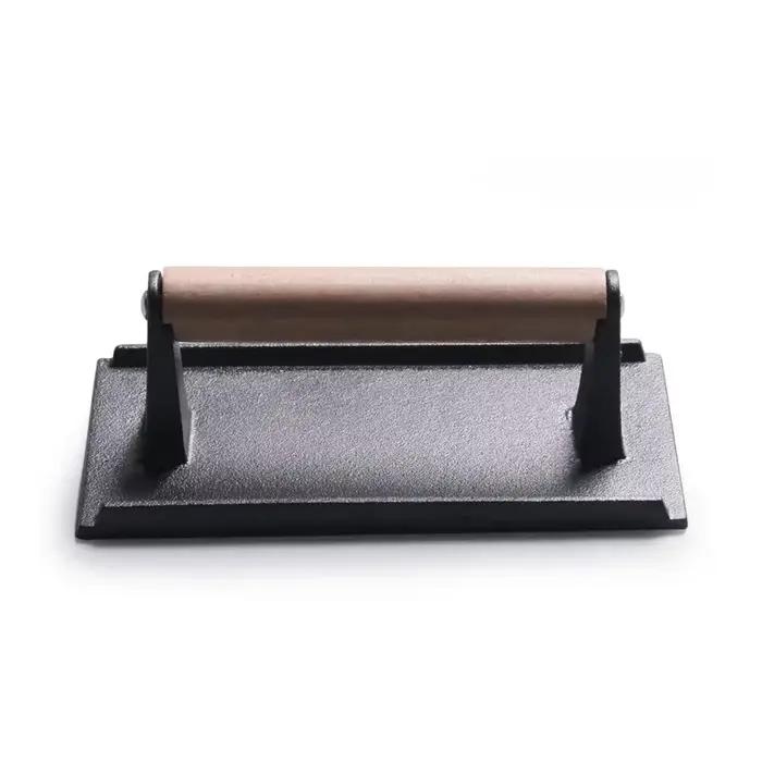 Presse à hamburger à Steak en fonte ronde rectangulaire non revêtue