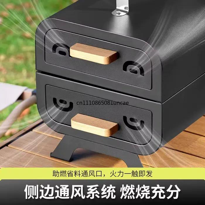 Barbecue portable d'extérieur pour la maison, petit modèle, pour patio, épaissi, pour brochettes, camping, au charbon de bois