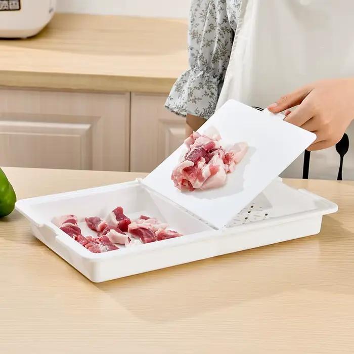 Planche à découper pliable multifonctionnelle avec passoire, planche à découper de cuisine, panier de lavage, vidange, outils de cuisine