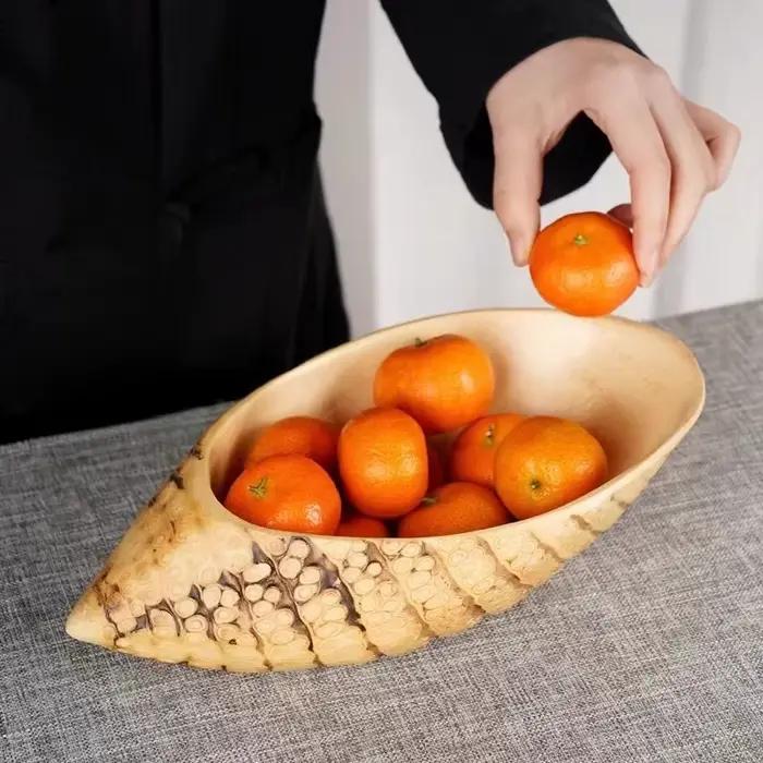 Ensemble de bols à fruits en racine de bambou naturel sculpté à la main