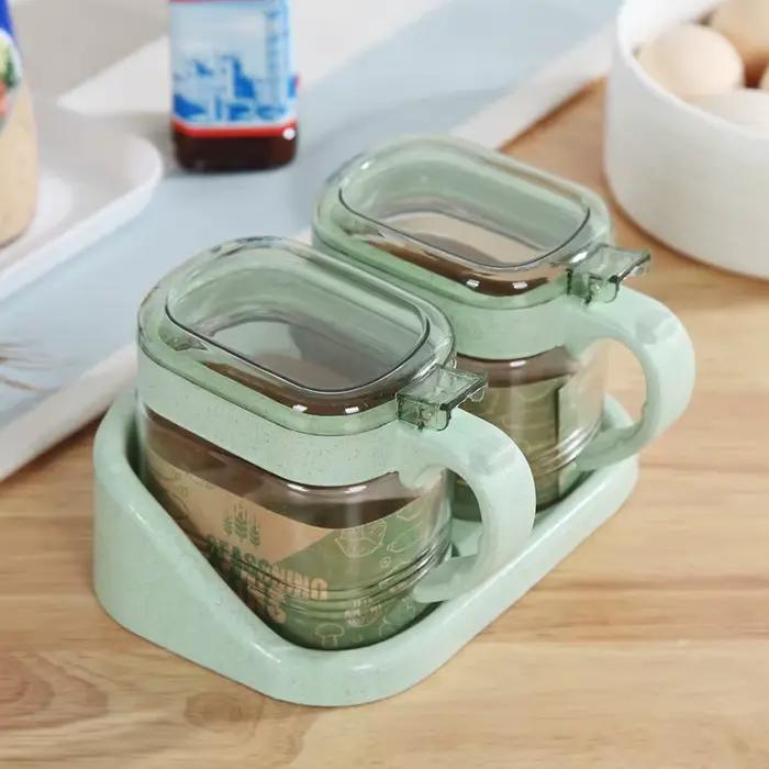 Bocal à épices en plastique et verre transparent, boîte d'assaisonnement, bouteille de stockage d'épices de cuisine, outils de boîte à poudre de cumin Belle