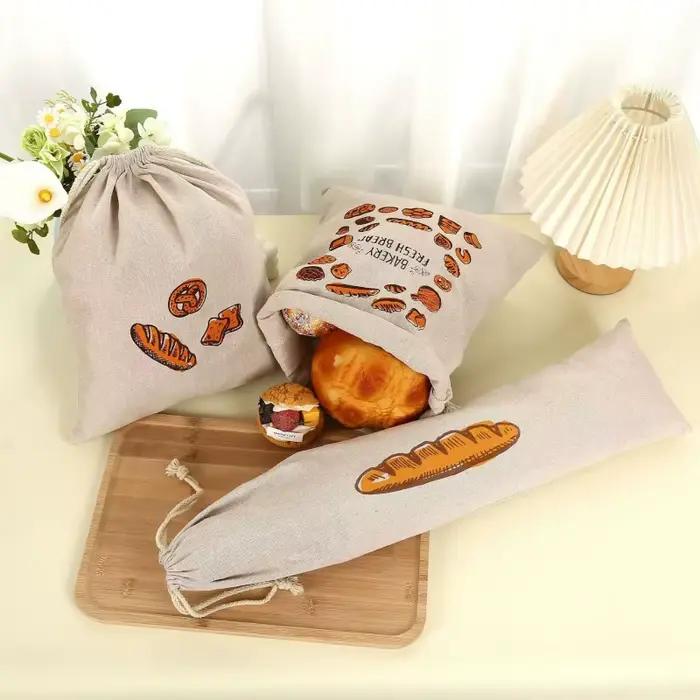 Sac de rangement en lin réutilisable pour collation créative