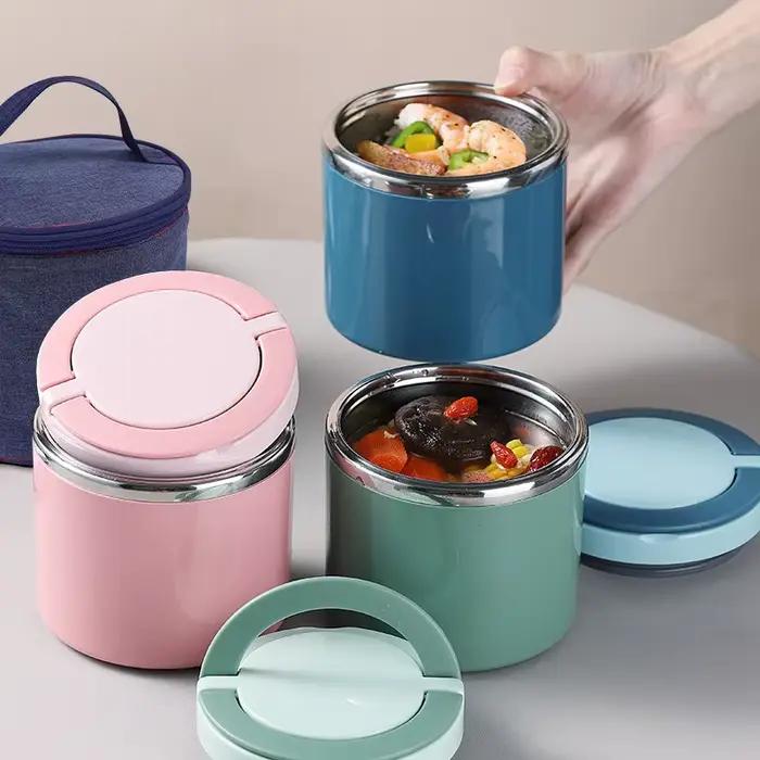 Pot de nourriture Thermos à soupe, récipient à déjeuner isolé, boîte à Bento pour aliments froids et chauds, flacon de nourriture, boîte à déjeuner en acier inoxydable avec poignée