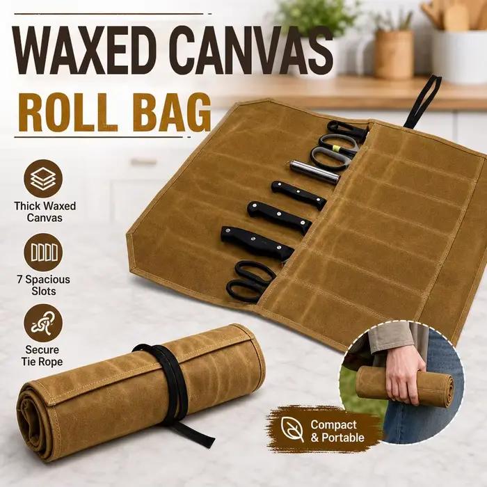 Sacs à couteaux en toile, sacs à couteaux portables, sacs de rangement pour couteaux de chef, sacs de rangement pour couteaux imperméables avec 7 emplacements