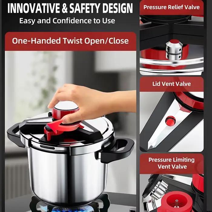 Autocuiseur en acier inoxydable 5/7L avec couvercle en verre, anti-déflagrant, économie d'énergie, autocuiseur de sécurité, cuisinière à gaz à Induction
