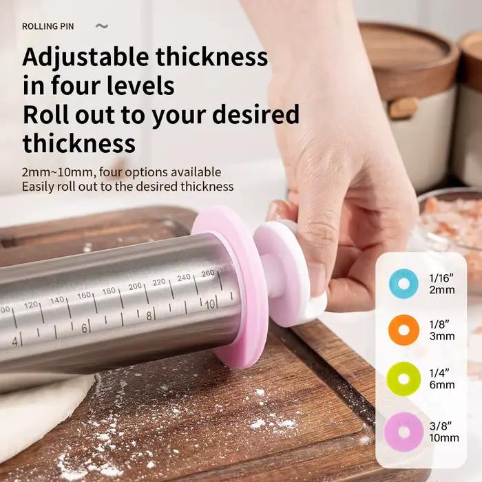 Rouleau à pâtisserie réglable en acier inoxydable de 13.78 pouces