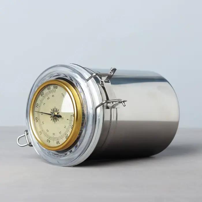 Pot en acier inoxydable + feuille humidifiante + thermomètre – Boîte hermétique pour café