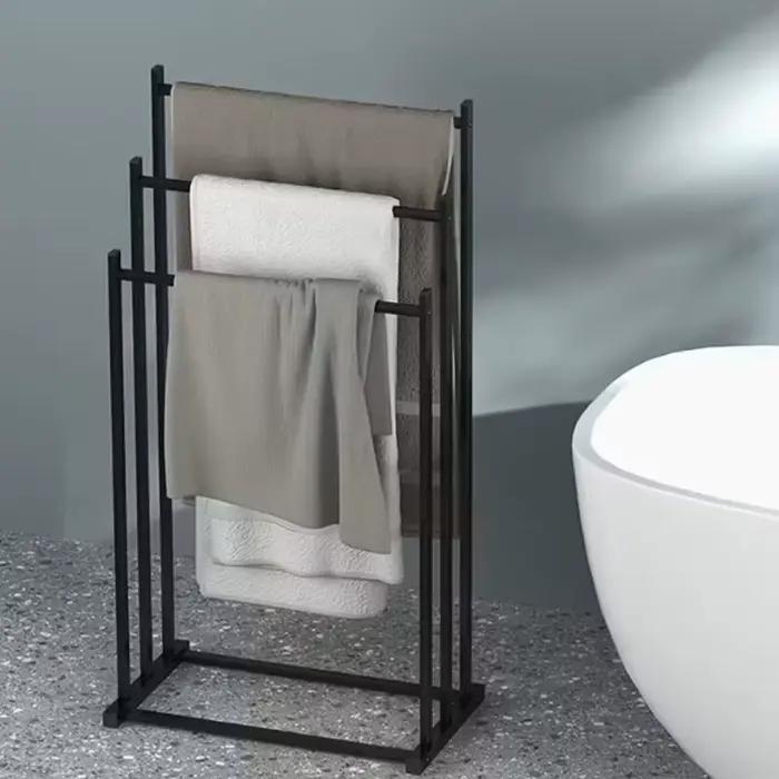 Porte-serviettes autoportant moderne à 3 niveaux – Support de séchage robuste pour salle de bain et piscine