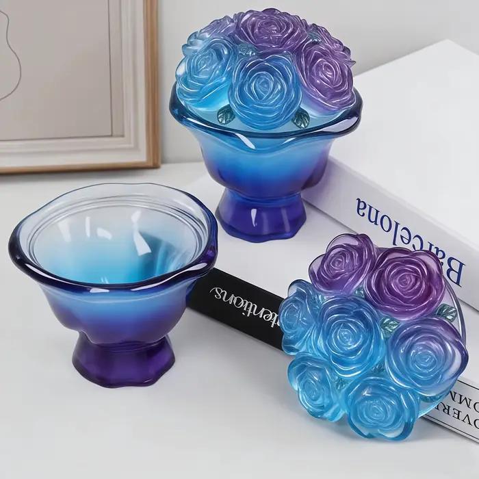 1 jeu de moules pour pots de roses à main avec LIDS, adaptés aux conteneurs de stockage de bijoux à bricoler soi-même, pots de bougies, cadeaux et décoration de la maison