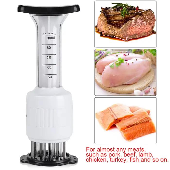 Injecteur de aménagée ade de viande, attendrisseur de viande, seringue à saveur de steaks, outil de cuisine