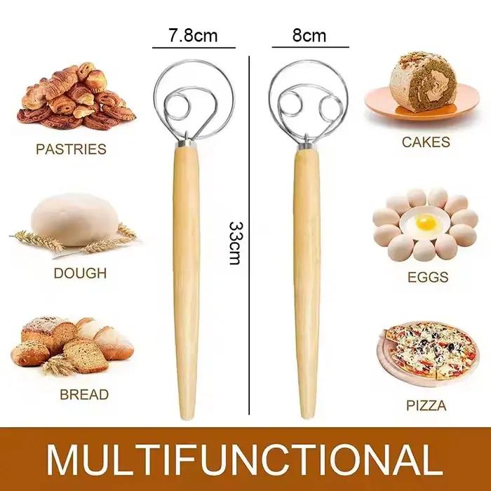 Grande main danois pâte fouet pain mélangeur en acier inoxydable gâteau pâtisserie pâte mélangeur bâton oeuf batteur cuisine cuisson mélangeur outils