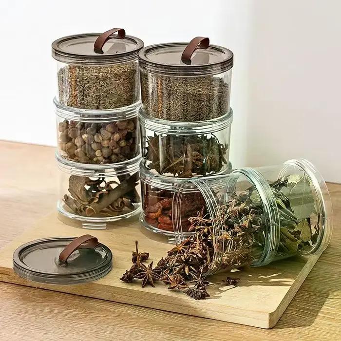 Bocaux hermétiques pour assaisonnements de cuisine, organisateur de rangement empilable, design peu encombrant pour comptoir de cuisine
