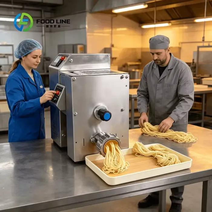 Machine à pâtes automatique sur mesure, production rapide, nettoyage facile, pour les entreprises de transformation alimentaire, en acier inoxydable, mélangeur intégré