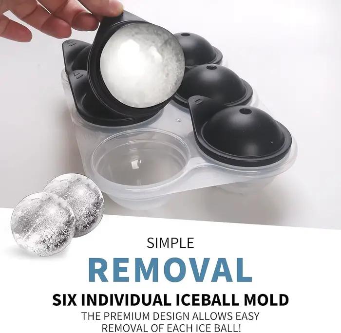 Grand plateau à glaçons en Silicone avec couvercle, grande machine à boules de glace, sphère ronde pour whisky/Cocktails/Barbon