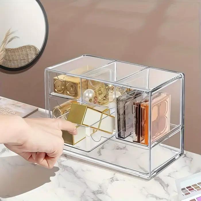 Boîte de rangement transparente à six compartiments