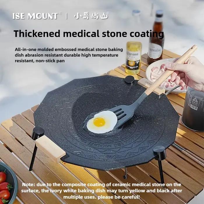 ISE MOUNT – poêle à Barbecue polygonale Maifanshi pour l'extérieur, revêtement épais, 41cm, poêle à Barbecue antiadhésive polyvalente