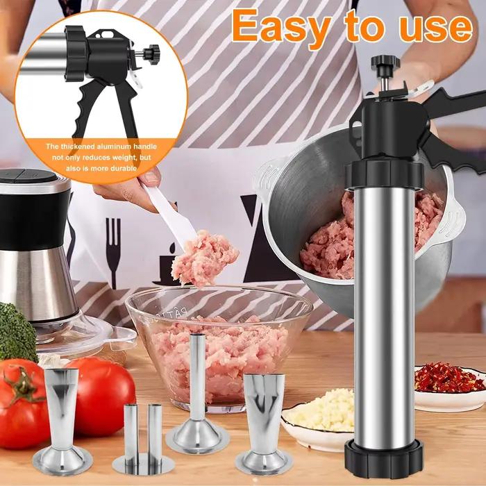 Pochoir à saucisses Manaul en acier inoxydable, pistolet à viande, seringue à viande, outil de saucisse fait maison pour la cuisine domestique, Kit de remplissage à viande